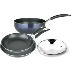 마이어코리아 래디언스 인덕션 프라이팬 웍 뚜껑 세트, 블루, 1세트, 팬 25cm + 팬 28cm + 멀티팬 24cm + 유리뚜껑 24cm