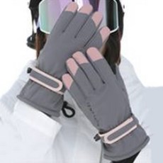 엘쏘 방수 방한 스마트폰 터치 스키장갑 양쪽세트, 프린트 그레이, 1개