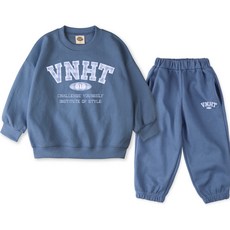 VENHIT 童款格紋Challenge字母棉質雙面布大學T運動長褲組