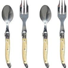 Jean Neron Laguiole 茶匙 + 茶叉組 大理石米色, 茶匙 2入 + 茶叉 2入, 1套