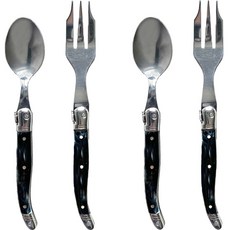 Jean Neron Laguiole 茶匙 + 茶叉套組 大理石黑, 茶匙 2入 + 茶叉 2入, 1套