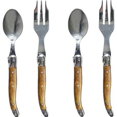 Jean Neron Laguiole 茶匙 + 茶叉組 大理石棕, 茶匙 2入 + 茶叉 2入, 1套