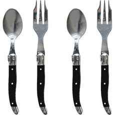 Jean Dubost Laguiole 茶匙 + 茶叉組 黑色, 茶匙 2入 + 茶叉 2入, 1套