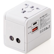 플라이토 PD 25W 초고속 충전 해외 여행용 멀티 어댑터 2포트 화이트, SRTAPD25W, 1개