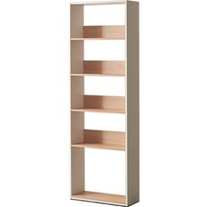 비앙스 슬림 디자인 틈새 책장 600 방문설치, 크림화이트 + 내츄럴오크, 5단