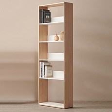 비앙스 슬림 디자인 틈새 책장 600 방문설치, 내츄럴오크 + 크림화이트, 5단
