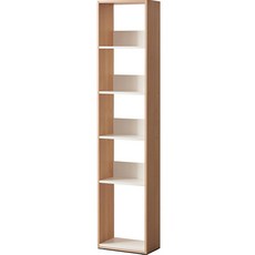 비앙스 슬림 디자인 틈새 책장 방문설치, 내츄럴오크 + 크림화이트, 5단