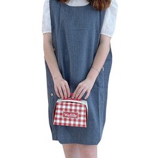 Deconine 基本款格紋圍裙, 海軍藍, 1個