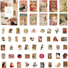 올리브파티 빈티지 감성 다꾸 포토메모지 트레이싱지 스티커 55p 세트, 다이어리, 1세트