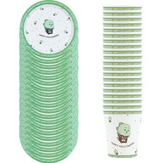 PARTYHAE 萬聖節派對骷髏恐龍印花紙盤 18cm 20入+紙杯 20入組, 混色, 1組