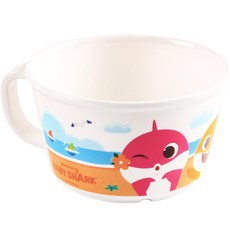 aizoum 鯊魚寶寶印花孩童美耐皿單耳麵碗, 1個, 混色