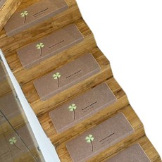 防滑夜光樓梯墊, 夜光幸運草米色, 5個