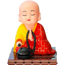 URBAN CAR 沙彌太陽能小和尚車用公仔, 1個, 紅色