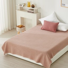 色染直紋絎縫純棉床罩, 粉紅色