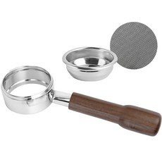 칼딘 시모넬리 바텀리스 커피 포터 필터 58mm + 퍽 스크린 필터 58mm 세트, 월넛, 1세트