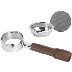 칼딘 가찌아 바텀리스 커피 포터 필터 58mm + 퍽 스크린 필터 58mm 세트, 월넛, 1세트