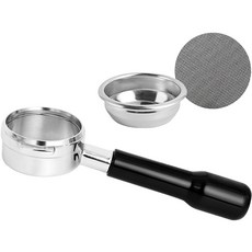 칼딘 라마르조코 바텀리스 커피 포터 필터 58mm + 퍽 스크린 필터 58mm 세트, 블랙, 1세트