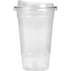 大慶居家咖啡廳 透明PET冰杯 470ml + 免吸管杯蓋組, 100套