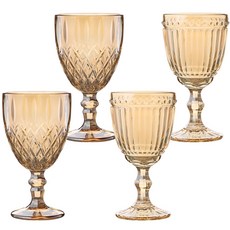 Maison Objet復古高腳杯紅酒杯火焰 310ml 2入+花瓣 300ml 2入組, 1組