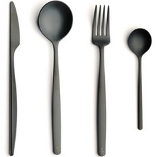 Comas西班牙餐具Atlantida Collection 1人用甜點用西餐餐具組 ICE BLACK, 甜點刀+甜點湯匙+甜點叉+茶匙, 1組