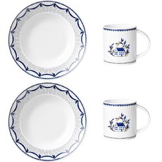 HANKOOK CHINAWARE 波西塔諾義大利麵組, 2p 義大利麵碗 + 2p 馬克杯, 藍色, 1組