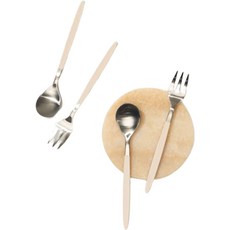 LIHAN Living Curator Ria 彩色茶匙叉子組, 奶油色, 2p 茶匙 + 2p 茶叉, 1套