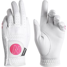 女款優質羊皮高爾夫手套 雙手用, 粉色, 1組