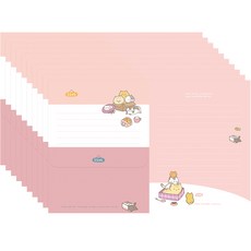 From&To 밍꼬 信紙 4p + 信封 2p 套組 FL115-2, 混合顏色, 10套