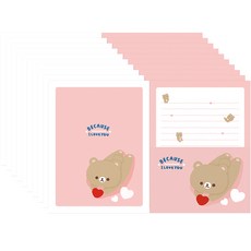 From&To Gomu Gomu Buddy 信紙 4p + 信封 2p 套組 FL116-3, 混合色, 10套