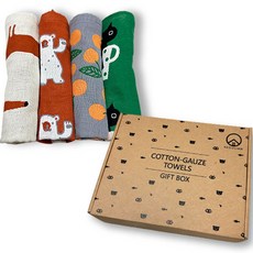 Sunwooland 北歐風插畫廚房毛巾4件禮盒 D套組, 混色, 1組