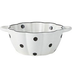 Modern G 黑白水滴雙耳湯碗 B 18.8 x 8.6 cm YJ578, 白色, 1個