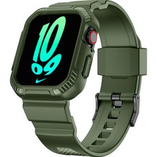 BUILTIN Apple Watch 相容錶帶一體式保護殼, 軍綠色