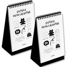 ICONIC 2024塗鴉桌上型月曆, 2個, 混色