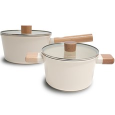 AgkNordic IH電磁爐陶瓷鍋具組, 1組, 2種(18cm單鍋+18cm雙鍋）, 混色