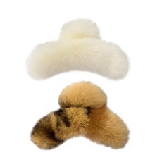 수스다 2종세트구성 밍크 퍼 헤어집게핀 올림머리 털 머리핀