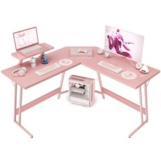 호몰 L자 코너형 게이밍 컴퓨터 책상, 핑크