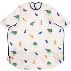 孩童用餐防水拉鍊長版圍兜 長袖型, 象牙白(胡蘿蔔), 1件, 1件