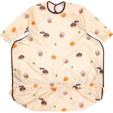 孩童用餐防水拉鍊長版圍兜 長袖型, 黃色(橡實), 1件, 1件