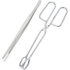 ZEUS Kitchenware 直型料理鑷子 240mm + 剪刀型料理夾 250mm 套組, 單一顏色, 1套