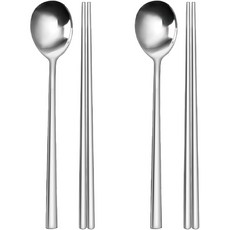 不鏽鋼筷子湯匙組, 單色, 湯匙 2支+筷子 2雙