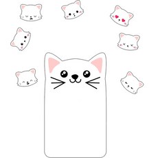 Half Winnie白色貓咪白色磁鐵留言板, 混色
