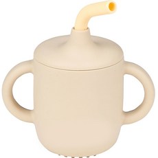 NATTOU 雙柄矽膠吸管杯 175ml+清潔刷組, 沙香草, 1組