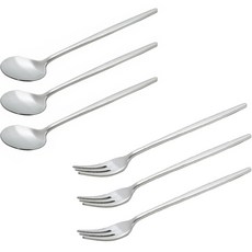 TABLE Art. 韓國製 Avella 啞光銀茶匙 + 茶叉組, 茶匙 3入 + 茶叉 3入, 1套