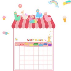 Half Winnie設計便條羊駝週計畫磁鐵備忘板, 混色