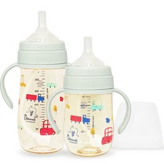 LITTLE BOBDOG Bobdog PPSU重力球吸管學習杯 180ml+270ml 2入組, 薄荷綠, 1套, 180ml