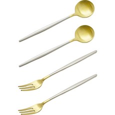 테이블아트 국산 아벨라 무광투톤 티스푼 + 티포크 세트, 1세트, 티스푼 2p + 티포크 2p