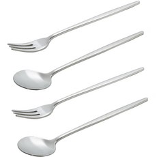 TABLE Art. Abella 霧面銀茶匙+茶叉組, 茶匙 2入 + 茶叉 2入, 1套