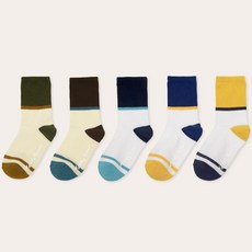 TR泰迪熊兒童防滑撞色中筒襪5雙組