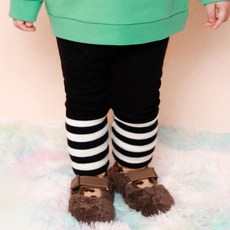 milk mile 童款條紋配色極致柔軟刷毛內搭長褲