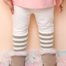 milk mile 童款條紋配色極致柔軟刷毛內搭長褲